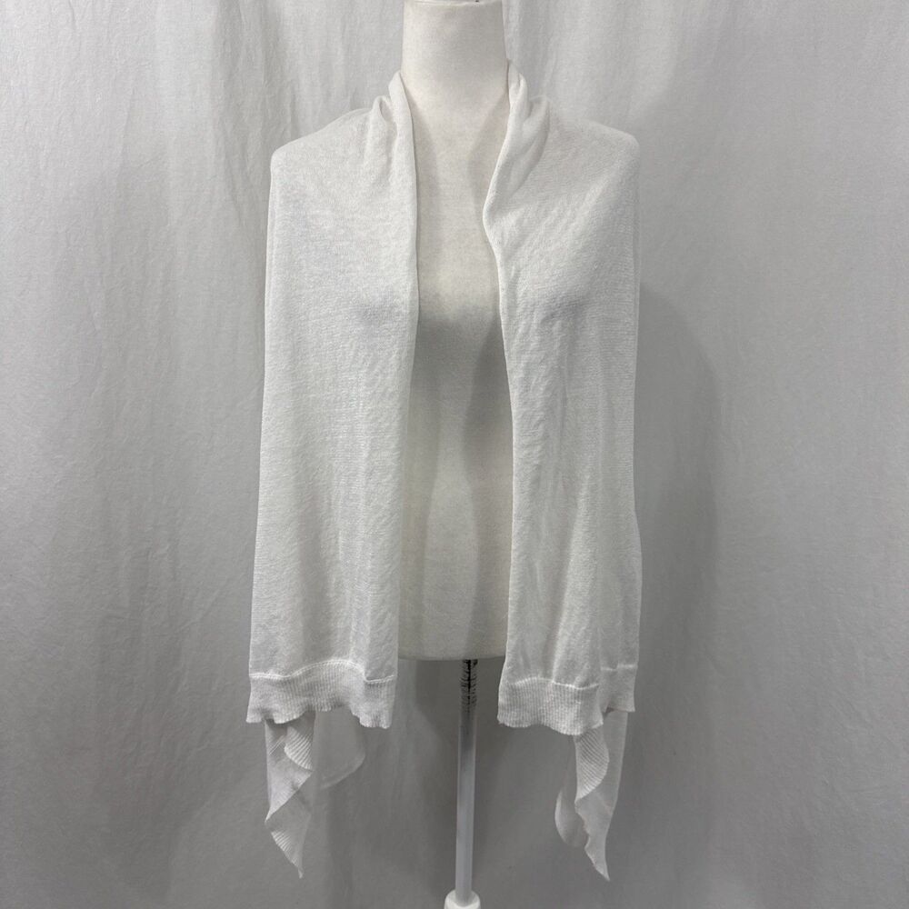 Talbots White Linen Blend Lightweight Shawl Poncho Wrap Women’s Sz M/L Coastal